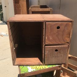 Decorative Wood Storage Crate With Drawers