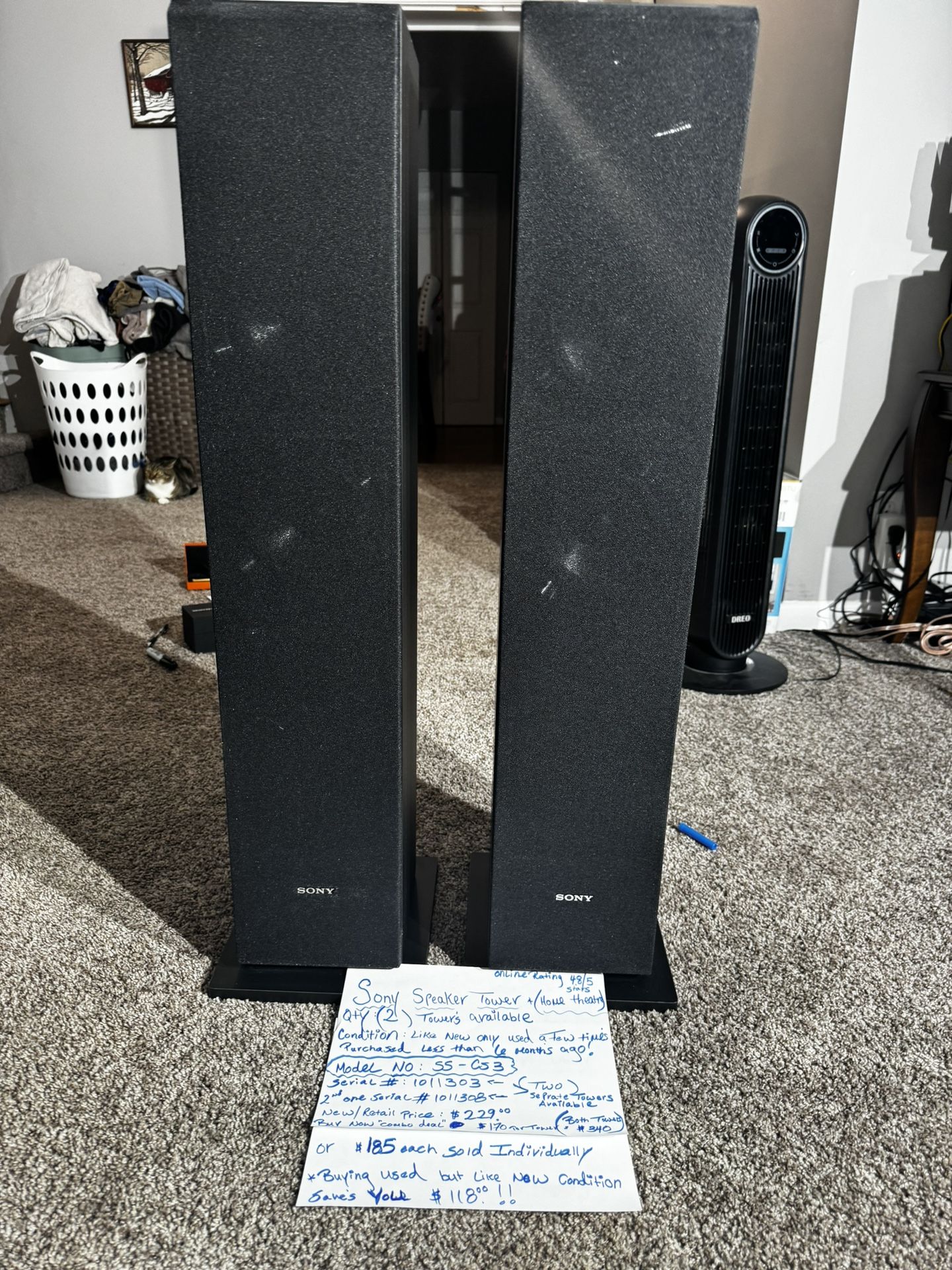 Sony Speaker Towers: Model # SS-CS3