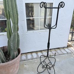 Tall Wrought Iron Metal Plant Stand – 39” Vintage Decorative Holder Flower Potted Indoor Outdoor