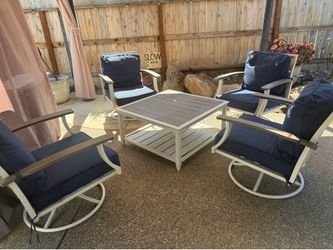 Patio set (6 chairs, larger table, smaller table)