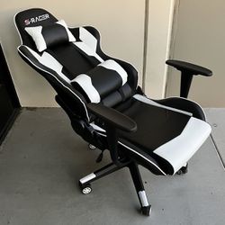 New In Box S-Racer Racing Style Seat Gaming Gamer Chair Office Computer Game Furniture Black White Accent 