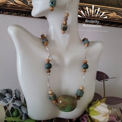 Sterling Silver 925 Necklace And Earrings Set 