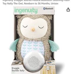 NEW Ingenuity Snuggle Sounds Musical Bluetooth Soothing Plush Toy Nally The Owl, Newborn to 36 Month