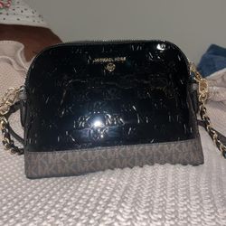 Michael Kors Black Patent Monogram Crossbody Bag