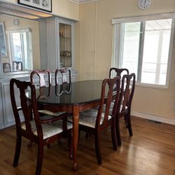 Oak Wood Dining Table And 6 Chairs 
