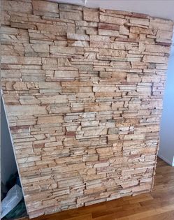 Stacked stone panels for accent wall - dessert tan tones  - gorgeous! 50 sq ft