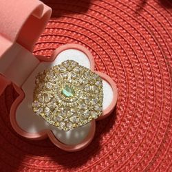 New | Indian Sea Green AD Adjustable Ring