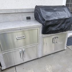 BBQ Island With Built In BBQ.   Lots Of Storage And Two Outlets 