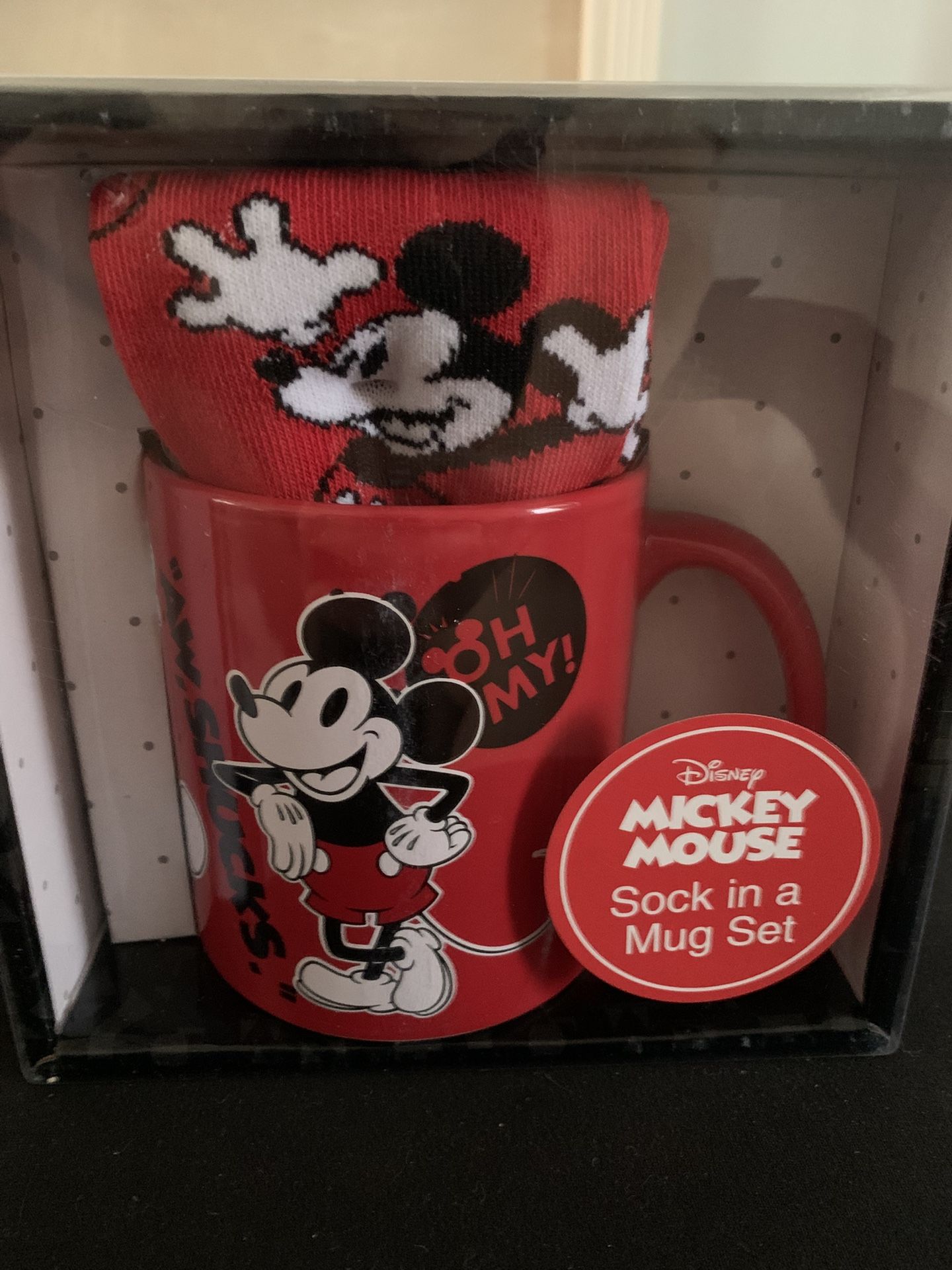 Disney Mickey Mouse Socks & 18oz Ceramic Mug New