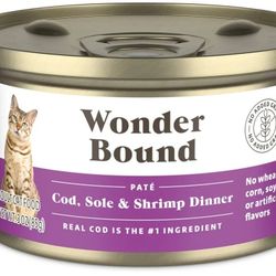 Brand - Wonder Bound Wet Cat Food, Paté, No Added Grain, 3 oz cans, Pack of 24 ( Cod, Sole & Shrimp)

