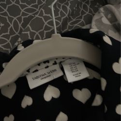 Adorable Xtra Small Black And White Cotton Lightweight Pajamas With Hearts And Little Black Hearts Two Piece Set So Cute They Are Too Smallt