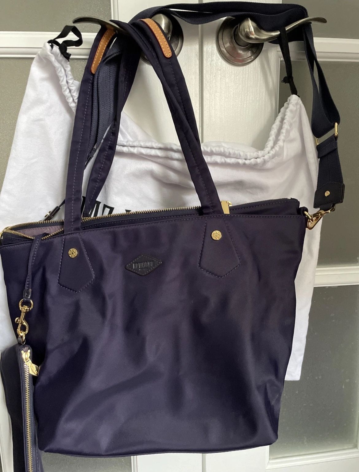 MZ Wallace Soho Crossbody Nylon Tote Bag Purple