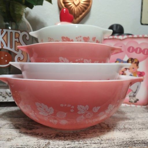 Cinderella Pink Pyrex Bowls Vintage Pyrex Cinderella Nesting Bowl