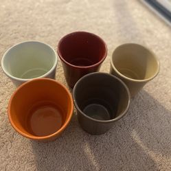 5 Brand New Multi-Colored Flower Pots