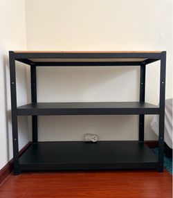 3 tier bookshelf made with wood and steel