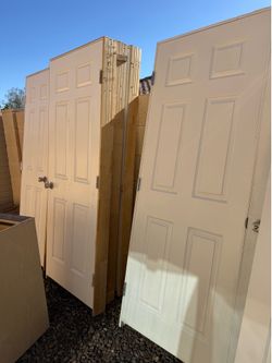 Interior door with frame