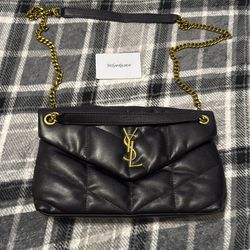 Ysl purse black and gold envelope model size medium