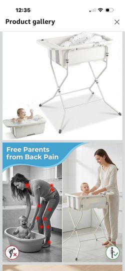 Baby Bathtub with Stand,Collapsible Infant Bath Tub Large Capacity Newborn Toddler Shower with Thermometer & Soft Cushion for Baby 0 to 36 Months