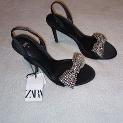 Zara Woman's Bow Rhinestone High Heels 👠