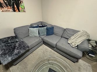 Gray Fabric L-Shaped Sectional Sofa