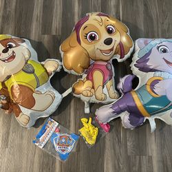 $10 Paw Patrol party Balloons - Rubble, Skye, Everest & Marshall