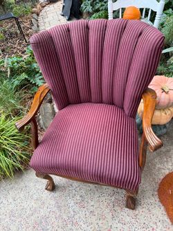 Vintage Fan-Back Upholstered Armchair