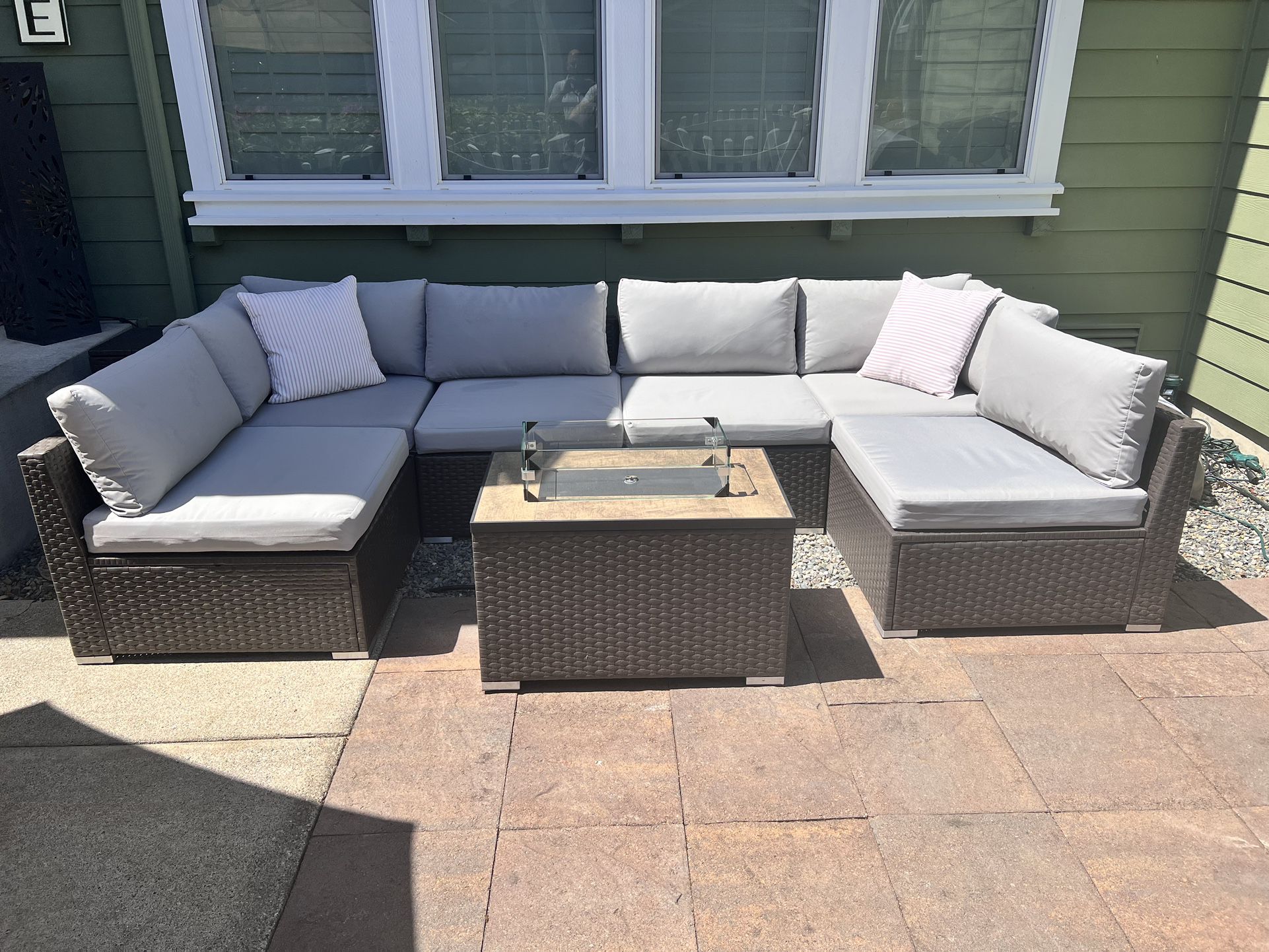 Outdoor Sectional with Fire table.