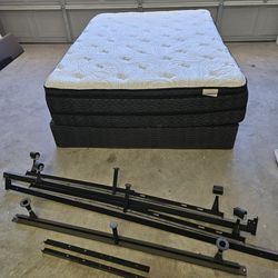 Queen bed with box spring and frame