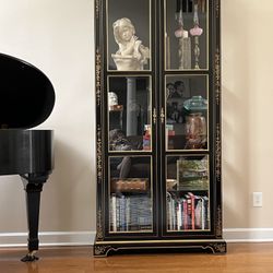 China/Curio Cabinet semi-gloss Black With Gold Accents