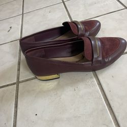 Aldo Burgundy Leather Loafers w/ Gold trim (8)
