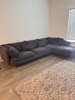 IKEA modern Gray Fabric Sectional Sofa with Chaise