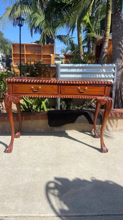 Vintage Mahogany Console Table with Two Drawers