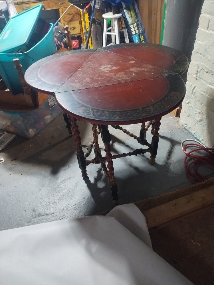 Italian Drop 3 Leaf Mid Century Table Vintage