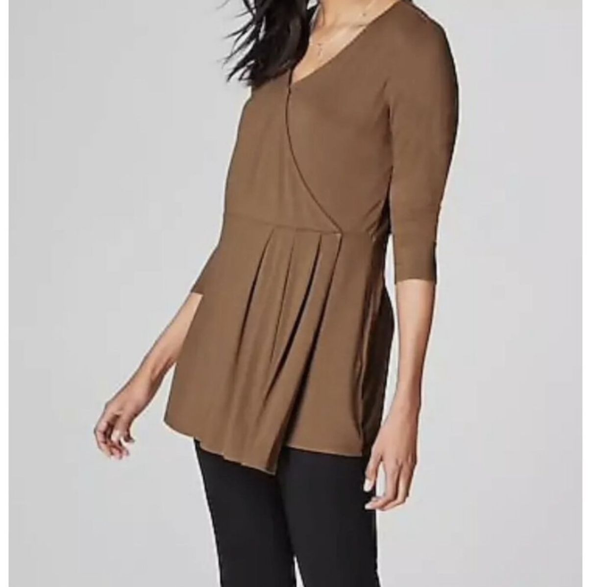 J. Jill Brown Faux Wrap Tunic Top - Size Large