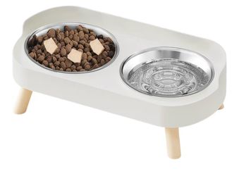 Elevated Cat Bowl, Raised Cat Food Bowl, Cat Food and Water Bowl Set, Dual 13.53oz Stainless Steel Bowls, Non Spill Design, Raised Stand, for Indoor C