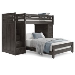 Bunk bed Charcoal Twin/Full Step Loft With Desk