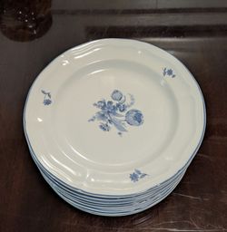 Vintage Brick Oven Stoneware "Jardin Blue" Salad & Dessert Plates Sets of 2