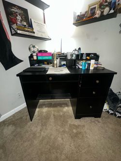 Black Computer Desk with Storage – $90