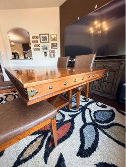 Solid wood elegant dining table.