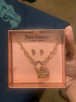 Juicy conture necklace heart and earrings gold