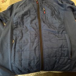 Orvis Jacket Men’s Large Blue Mixed Media Lightweight Quilted Full Zip Outdoors