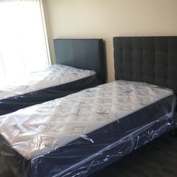 NEW Twin Size Bed with Mattress And Boxspring Included 