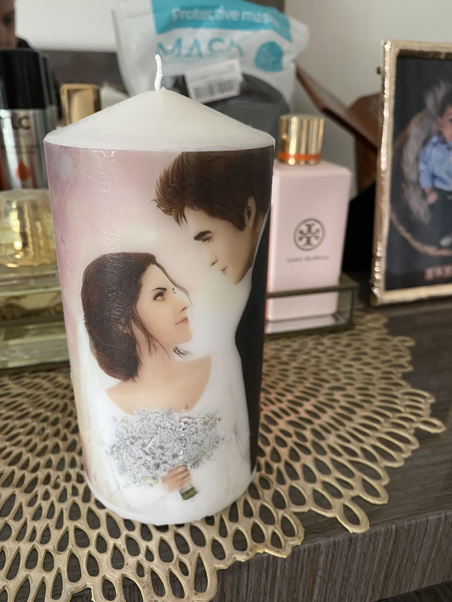 Candle With Picture Of Wedding