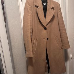Zara Woman’s Wool Blend Coat - Taupe Brown - Small