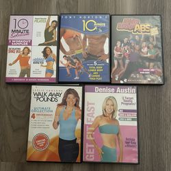 LOT OF 5 WORKOUT EXERCISE DVD’s Denise Austin Leslie Sansone Tony Horton Beachbody & 10 Minute Solutions