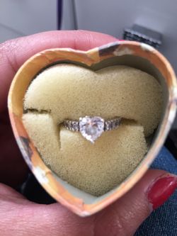 6.5mm Heart-Shaped Cubic Zirconia Ring in Sterling Silver - Size 5