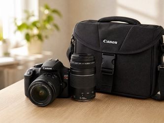MINT CONDITION Canon EOS Rebel T6 DSLR Camera Bundle (2 Lenses + Bag)