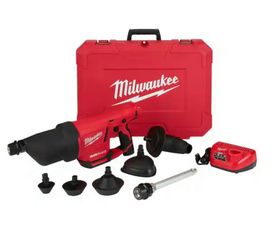 M12 12-Volt Lithium-Ion Cordless Drain Cleaning Airsnake Air Gun Kit with (1) 2.0Ah Battery, Toilet Attachments