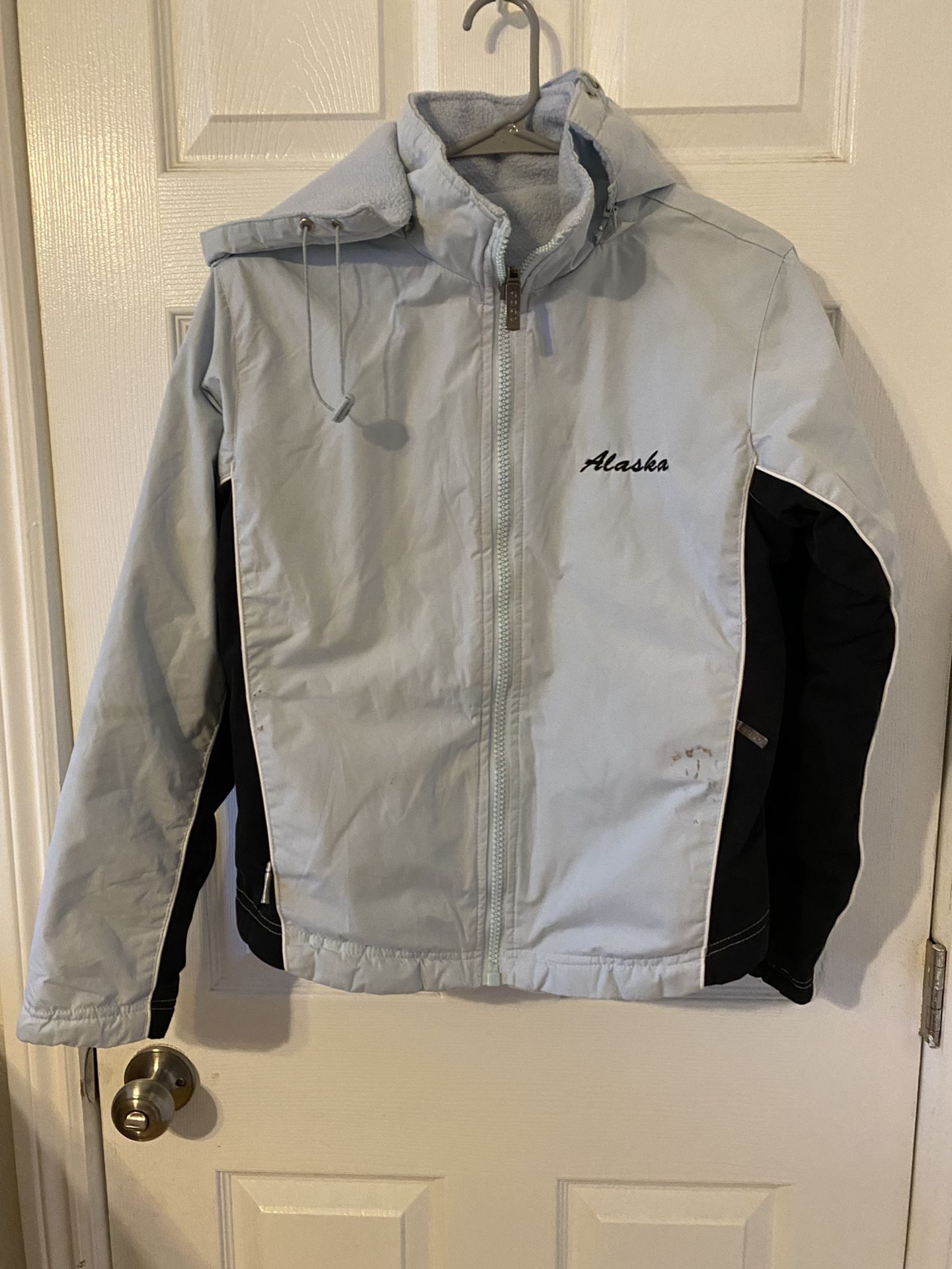 GOGO SPORTS INC. SAN FRANCISCO women Alaska Logo REVERSIBLE Hood JACKET Sz S