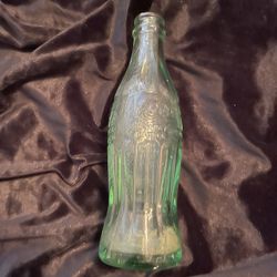 Green Coca Cola 8” Glass Bottle Black stone VA